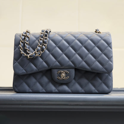 CHANEL 2014-2015 Jumbo Classic Caviar Double Flap