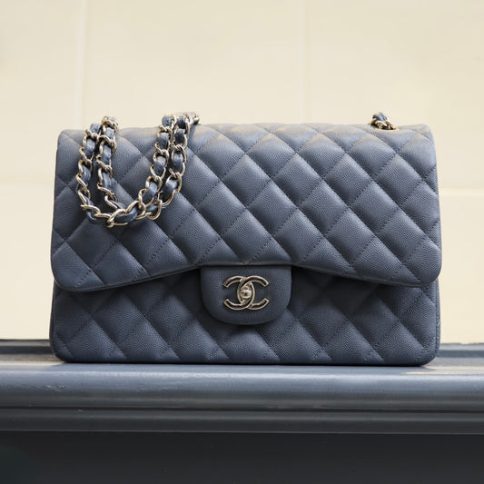 CHANEL 2014-2015 Jumbo Classic Caviar Double Flap